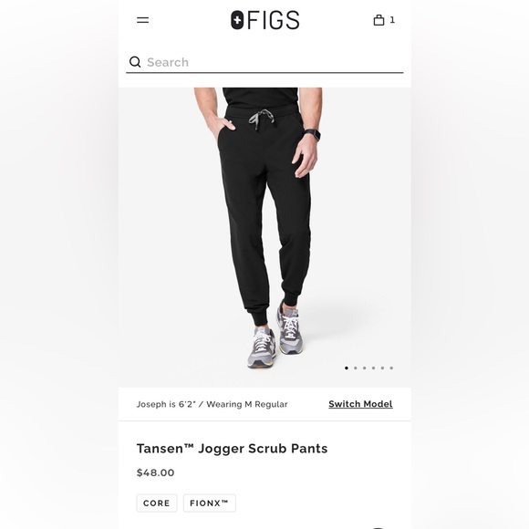 Men Figs Black Tall Jogger Scrub Pants Tansen - Picture 2 of 5